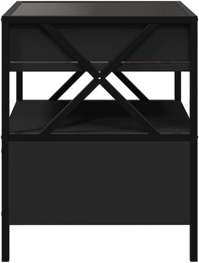 Square Glass Side Table with Drawers Black M40xP40xH51cm