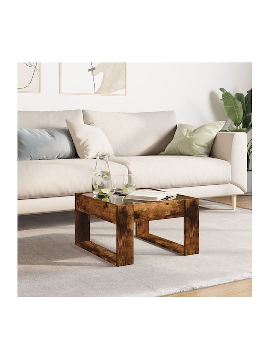 Square Glass Side Table Brown M50xP50xH30cm