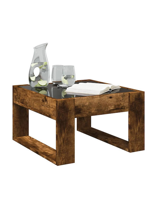Square Glass Side Table Brown M50xP50xH30cm