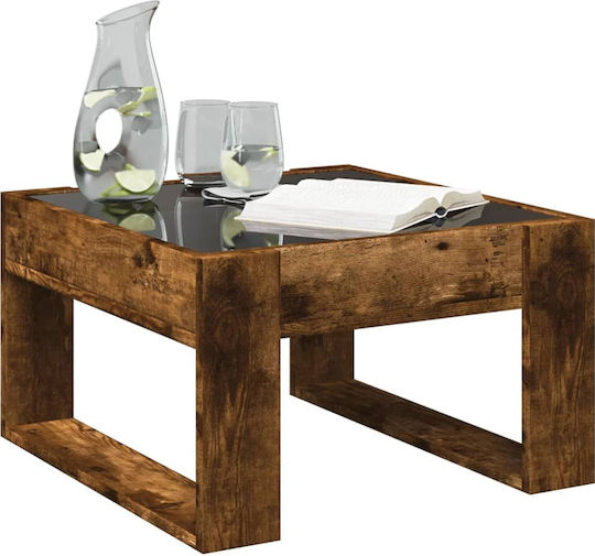 Square Glass Side Table Brown M50xP50xH30cm