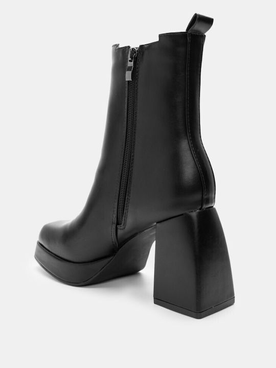 Elastic & Platform Ankle Boots 4314501-black