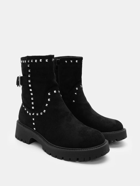 Decorative Studded Ankle Boots 4313901-black