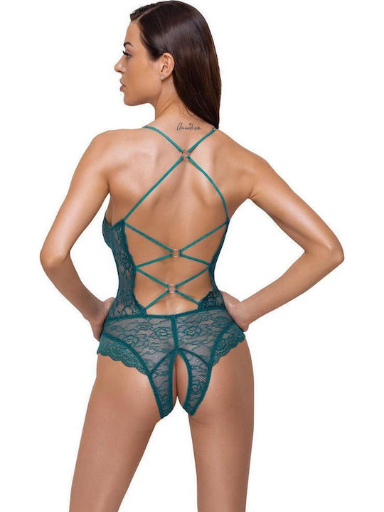 Sexy Κορμάκι με Δαντέλα Τιρκουάζ
