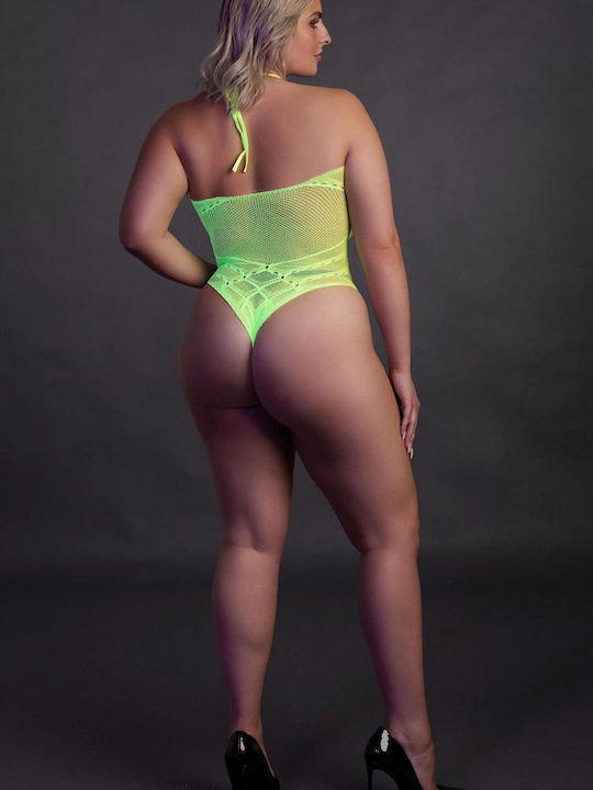 Plus Size Sexy Κορμάκι Διχτυωτό Πράσινο