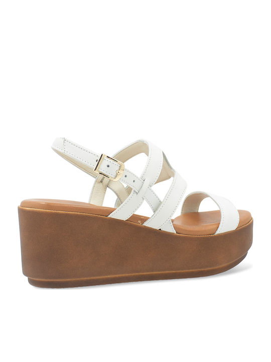 Women's Leather Platform Shoes White