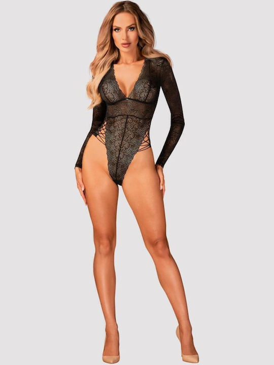 Merlys Frauen Bodysuit mit Spitze Schwarz