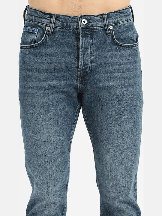 Ανδρικό Παντελόνι Τζιν με Slim Tapered Εφαρμογή Whale Dark Blue