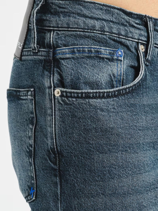 Ανδρικό Παντελόνι Τζιν με Slim Tapered Εφαρμογή Whale Dark Blue