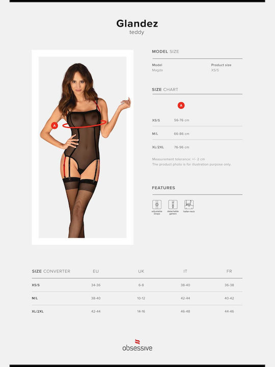 Sexy Bodysuit Mit Transparenz & Straps Schwarz