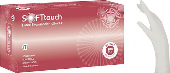 Bournas Medicals Touch Latex Examination Gloves Powder Free White 100pcs