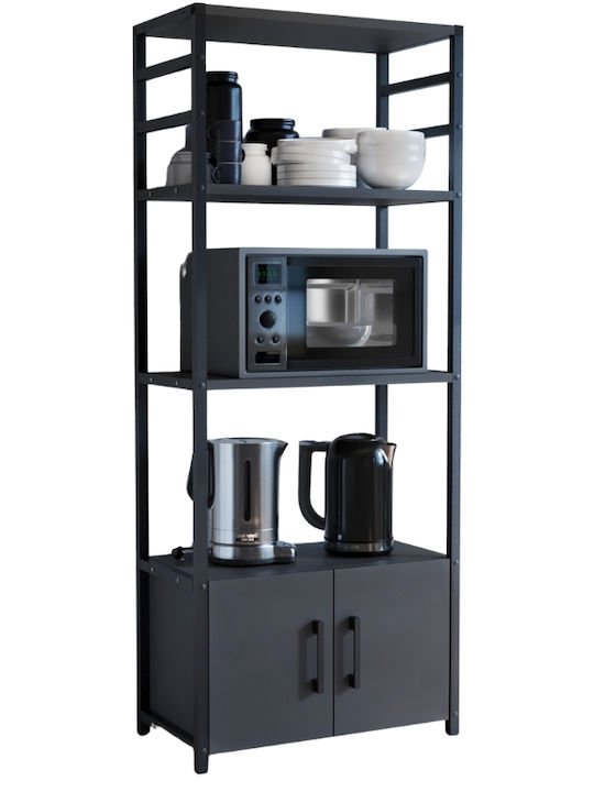 Megapap Agero Metallic Kitchen Rack 4 Tiers Gray 56.1x30x138.3cm