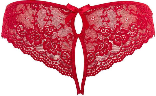 Damentasche Sexy String mit Spitze Rot