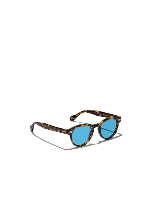 Moscot Sunglasses with Brown Tartaruga Plastic Frame and Blue Lens MAYDELA