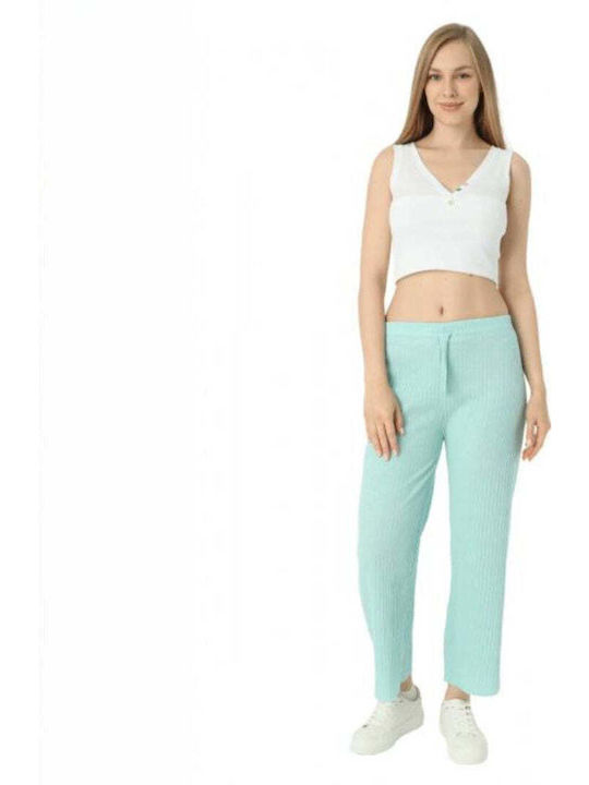 Women's Fabric Trousers Turquoise