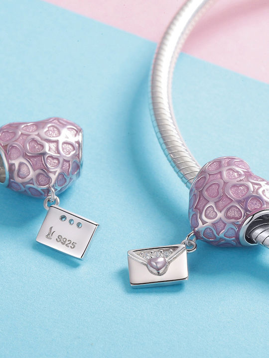 Silver me Pink Heart With Letter Charm από Ροζ Επιχρυσωμένο Ασήμι Silver me Pink Heart With Letter Charm από Ροζ Επιχρυσωμένο Ασήμι