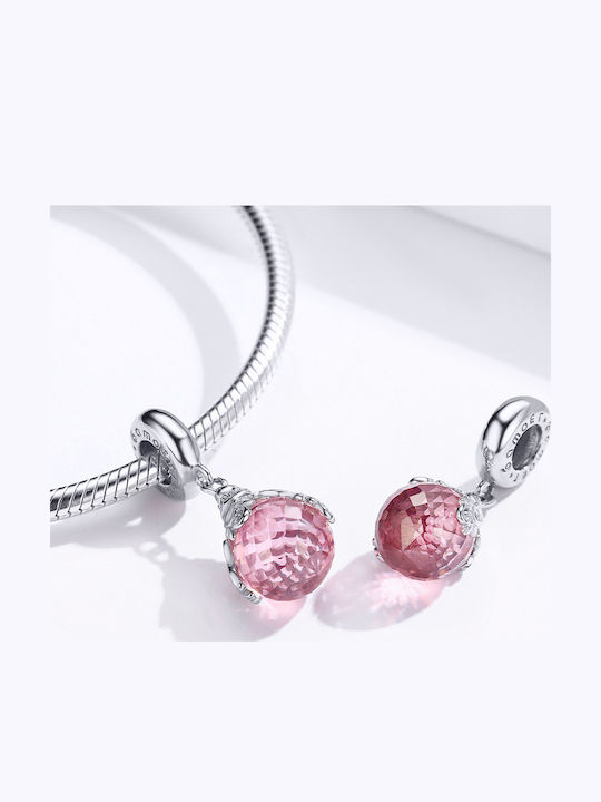 Silver Me Pendant Charm with Pink Stone Charm Silver Me Pendant Charm with Pink Stone Charm