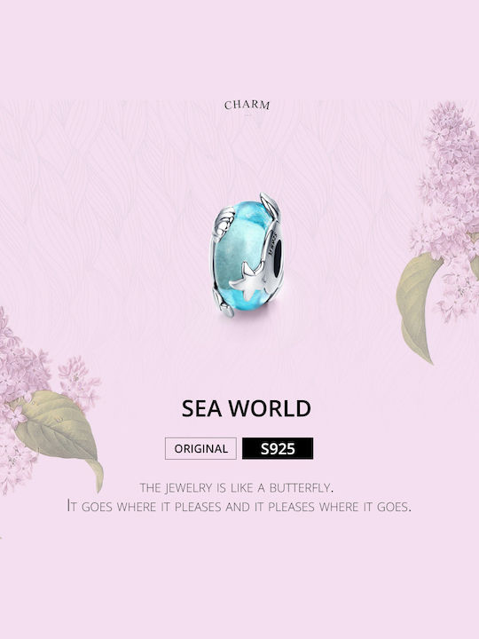 Silver me Lichtblaue Tropfen mit Sternen Charm Tier aus Silber Hellblau