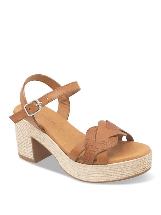 Eva Frutos Leather Women's Sandals Brown