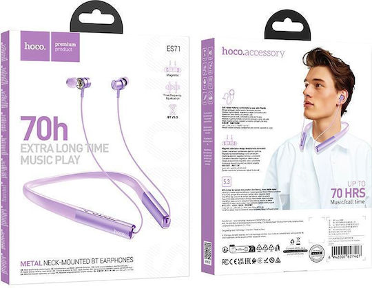 Hoco ES71 In-ear Bluetooth Handsfree Ακουστικά Μωβ