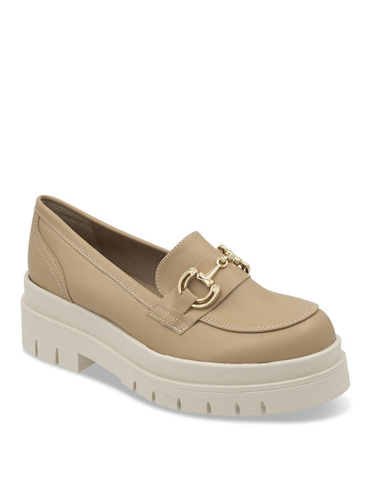 Tsouderos Shoes Women's Loafers in Beige Color