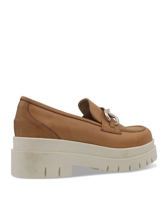 Δερμάτινα Γυναικεία Loafers σε Καφέ Χρώμα