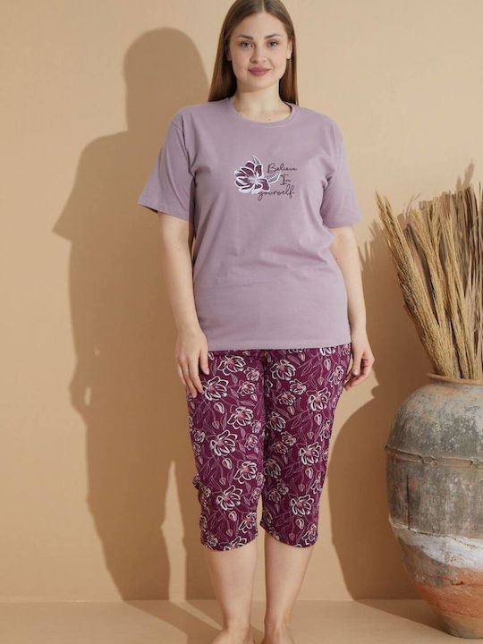 Pijamale Capri pentru Femei cu Mâneci Scurte 0942 Multicolor
