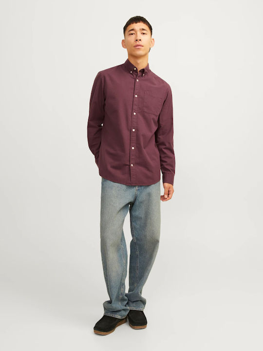 Long-sleeved Cotton Shirt Burgundy