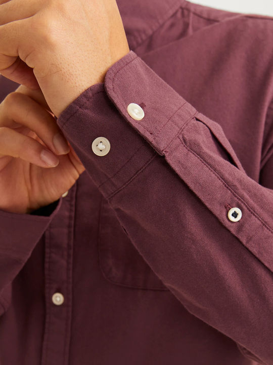 Long-sleeved Cotton Shirt Burgundy