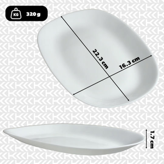 Kadax Servierplatte Oval Glas Weiß 22x16cm 1Stück