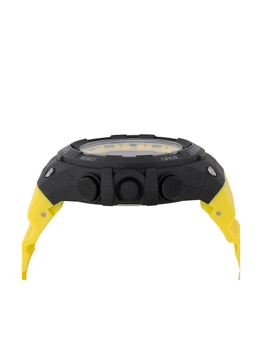 Invicta Racing Digital Herrenuhr 52mm Batterie mit Gelb Kautschukarmband