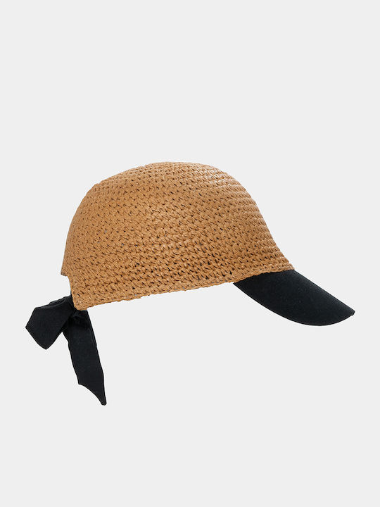 Brown Jockey Straw Hat Black Brim Καφέ One Size