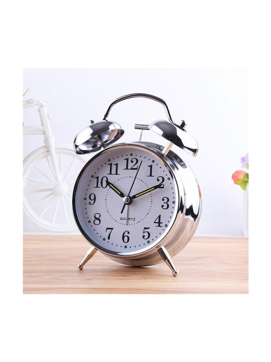 Tabletop Clock with Indicators Metal with Alarm Clock Silver 6955545408747