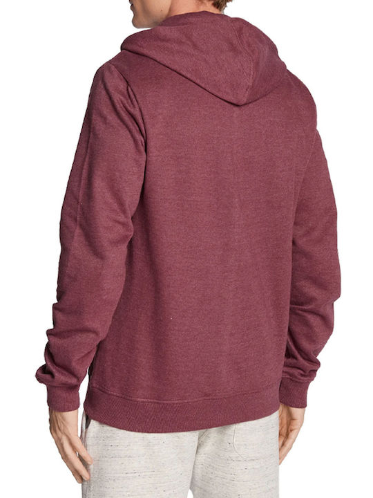 Blend Men's Sweatshirt Jacket with Hood and Pockets Bordeaux