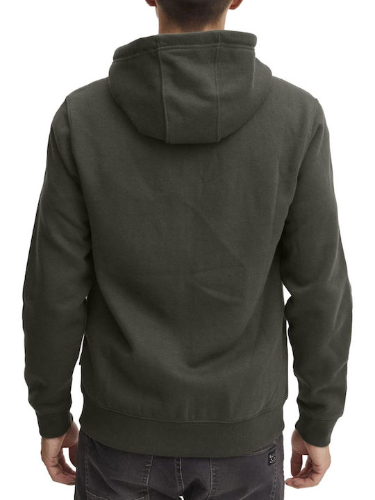 Blend Men's Sweatshirt Jacket with Hood and Pockets green