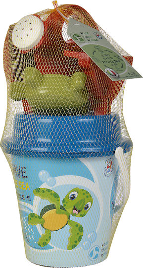 Wader Beach Bucket Set with Accessories made of Plastic 15cm 6pcs (Μiscellaneous Designs/Colors)
