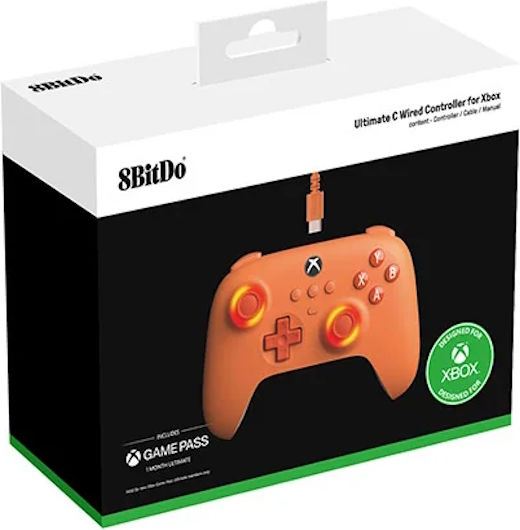 8Bitdo Ultimate C Wired Gamepad with Hall Effect Sticks for Xbox One Xbox Series PC Orange