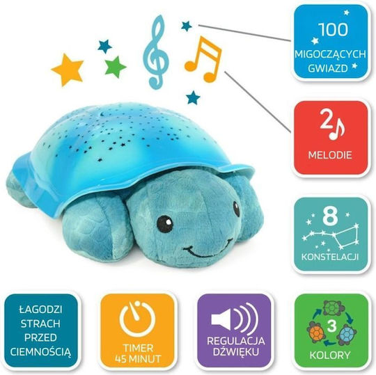 Cloud b Sleep Toy Twinkling Twilight Turtle made of Fabric with Light and Sounds for 0++ Months Aqua