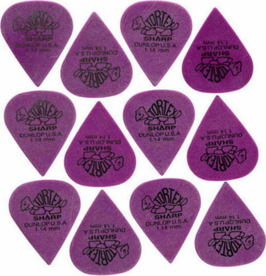 Dunlop Pane Chitarei Tortex Sharp Pick Grosime 1.14mm Set 12buc