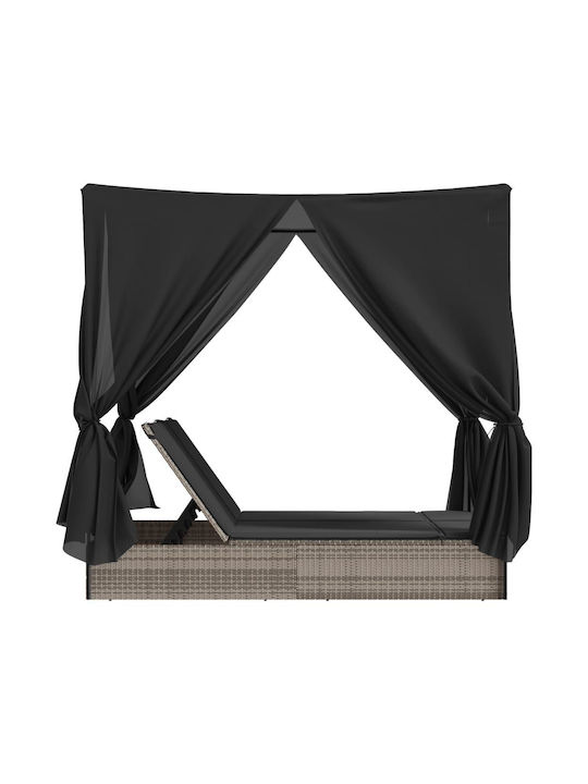 Ξαπλώστρα Διπλή Rattan με Μαξιλάρι Γκρι 110x200εκ.