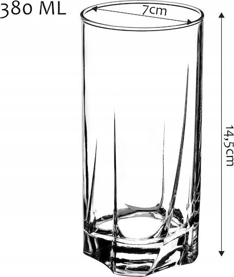 Kadax Σετ Ποτήρια Νερού / Κοκτέιλ Γυάλινα 380ml 6τμχ