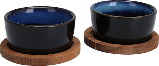 Excellent Houseware Bol de Servire Rotund Ceramică Albastru cu Diametru 9buc