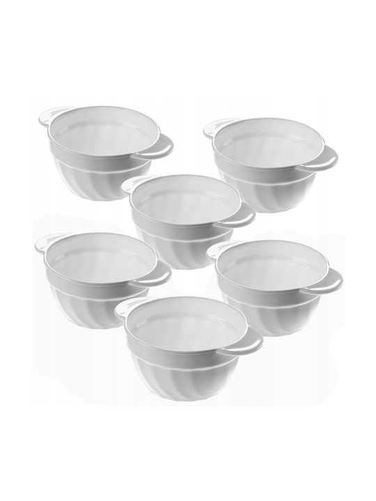 Kadax Serving Bowl Round Glass White with Diameter 18.5cm 6pcs