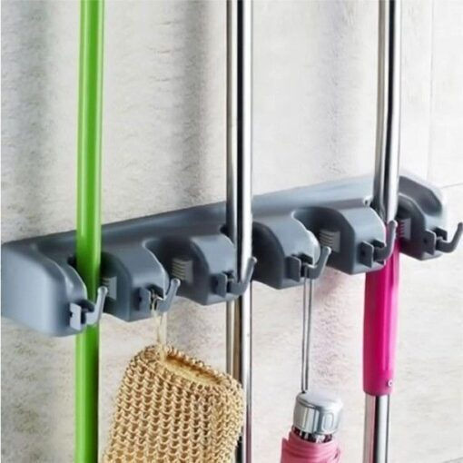 Βάση Σκούπες 5 Θέσεων 6 Γάντζων Broom Holder Γκρι Βάση Σκούπες 5 Θέσεων 6 Γάντζων Broom Holder Γκρι