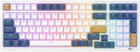Royal Kludge RK98 Wireless Gaming Mechanical Keyboard with Custom Red switches and RGB lighting (English US) White