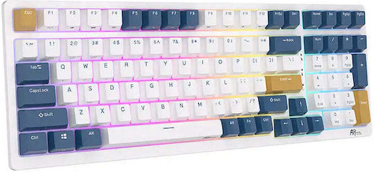 Royal Kludge RK98 Wireless Gaming Mechanical Keyboard with Custom Red switches and RGB lighting (English US) White