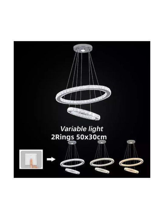 Pendant Light Fixture Κρεμαστό Φωτιστικό LED με Κρύσταλλα Λευκό