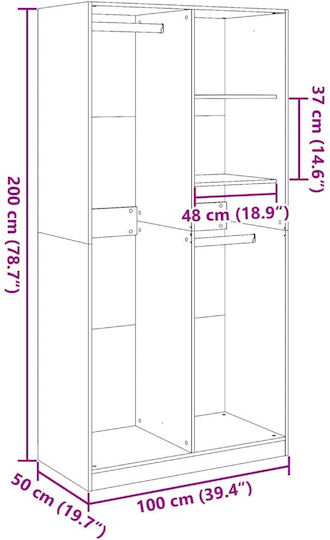 Eingangsmöbel mit Garderobe / Schuhschrank & Schrank 100x50x200cm