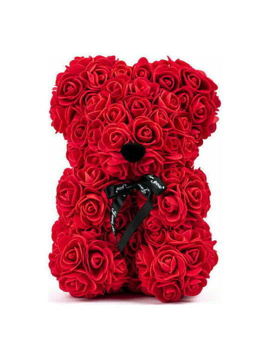 Bear of Artificial Roses Red 25cm in Box