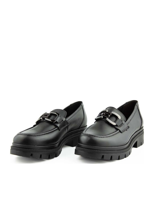 Leather Women's Moccasins in Black Color