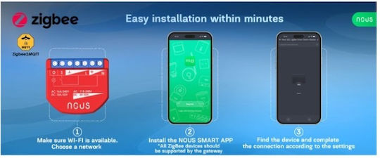 Nous Интелигентен Превключвател 1 Канал ZigBee 16A